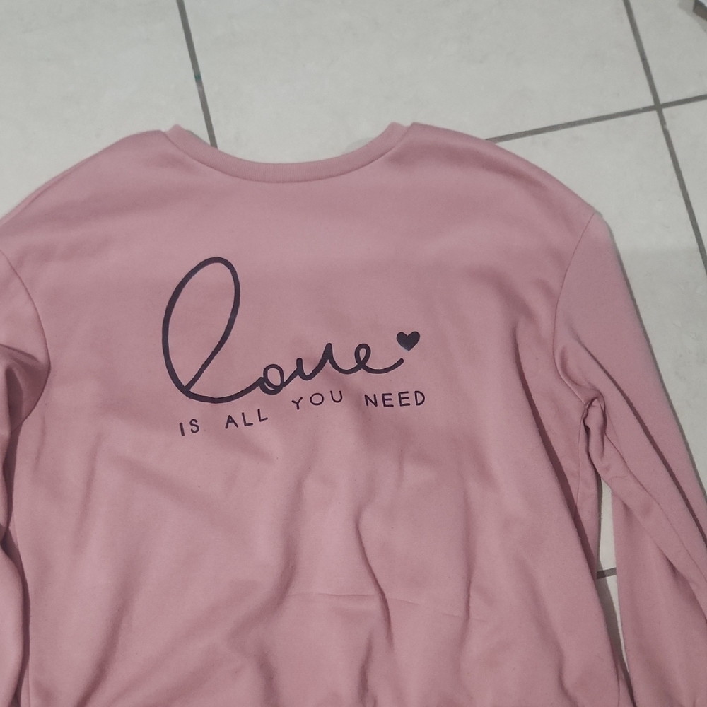 Pink Sweatshirt with Love Graphic